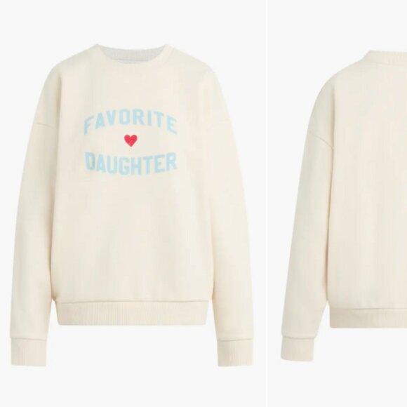 Favorite Daughter NWT Pullover Sweatshirt in Gardenia White/ Baby Blue - Size M - Picture 1 of 3